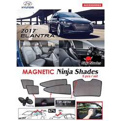 HYUNDAI ELANTRA  2016 - 2018 NINJA SHADES UV Proof Custom Fit Car Door Window Magnetic Sun Shades (5pcs)