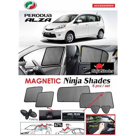 PERODUA ALZA 2009 - 2019 NINJA SHADES UV Proof Custom Fit Car Door Window Magnetic Sun Shades (6pcs)