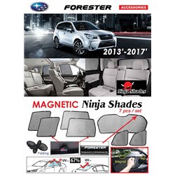 SUBARU FORESTER 2013 - 2018 NINJA SHADES UV Proof Custom Fit Car Door Window Magnetic Sun Shades (7pcs)