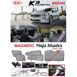 KIA K3 2014 - 2018 NINJA SHADES UV Proof Custom Fit Car Door Window Magnetic Sun Shades (5pcs)