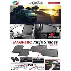 PERODUA AXIA 2014- 2019 NINJA SHADES UV Proof Custom Fit Car Door Window Magnetic Sun Shades (4pcs)