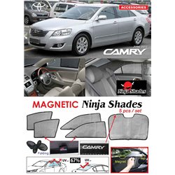 TOYOTA CAMRY XV40 2006 - 2011 NINJA SHADES UV Proof Custom Fit Car Door Window Magnetic Sun Shades (5pcs)