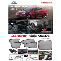 HYUNDAI ELANTRA  2011 - 2015 NINJA SHADES UV Proof Custom Fit Car Door Window Magnetic Sun Shades (5pcs)