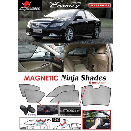 TOYOTA CAMRY XV50 2012 - 2018 NINJA SHADES UV Proof Custom Fit Car Door Window Magnetic Sun Shades (5pcs)