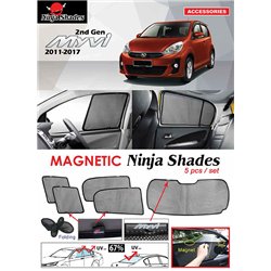 PERODUA MYVI 2011 - 2017 NINJA SHADES UV Proof Custom Fit Car Door Window Magnetic Sun Shades (5pcs)