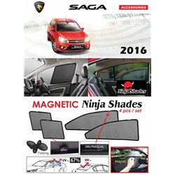 PROTON SAGA 2016 - 2019 NINJA SHADES UV Proof Custom Fit Car Door Window Magnetic Sun Shades (4pcs)