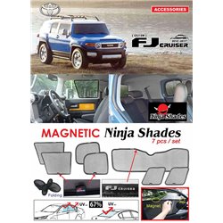TOYOTA FJ CRUISER 2010 - 2017 NINJA SHADES UV Proof Custom Fit Car Door Window Magnetic Sun Shades (7pcs)