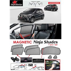 PERODUA MYVI 2017 - 2019 NINJA SHADES UV Proof Custom Fit Car Door Window Magnetic Sun Shades (7pcs)