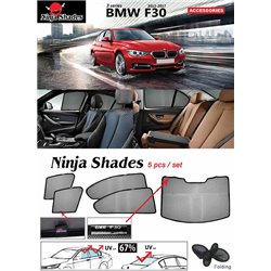 BMW F30 3-Series 2011 - 2019 NINJA SHADES UV Proof Custom Fit Car Door Window Magnetic Sun Shades (5pcs)