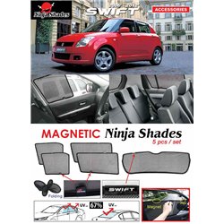 SUZUKI SWIFT 2005 - 2012 NINJA SHADES UV Proof Custom Fit Car Door Window Magnetic Sun Shades (5pcs)