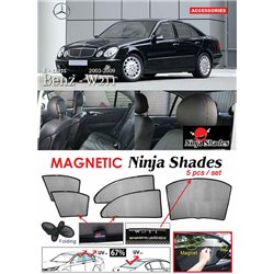 MERCEDES BENZ W211 E-Class 2005 - 2010 NINJA SHADES UV Proof Custom Fit Car Door Window Magnetic Sun Shades (5pcs)