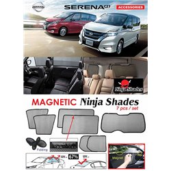 NISSAN SERENA C27 2016 - 2019 NINJA SHADES UV Proof Custom Fit Car Door Window Magnetic Sun Shades (7pcs)