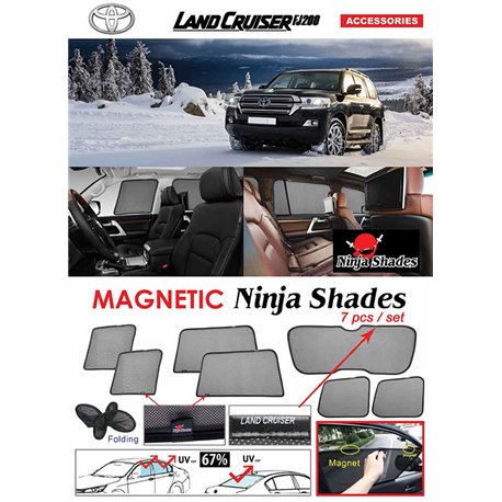 TOYOTA LANND CRUISER FJ200  2007 - 2019 NINJA SHADES UV Proof Custom Fit Car Door Window Magnetic Sun Shades (7pcs)