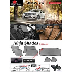 BMW X3 2011 - 2017 NINJA SHADES UV Proof Custom Fit Car Door Window Magnetic Sun Shades (7pcs)