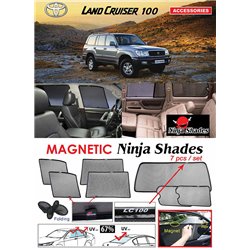 TOYOTA LC100 1998 - 2007 NINJA SHADES UV Proof Custom Fit Car Door Window Magnetic Sun Shades (7pcs)