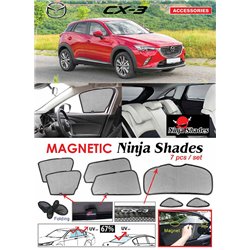 MAZDA CX-3 2015 - 2019 NINJA SHADES UV Proof Custom Fit Car Door Window Magnetic Sun Shades (7pcs)