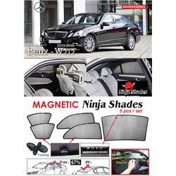 MERCEDES BENZ W212 E-Class 2010 - 2016 NINJA SHADES UV Proof Custom Fit Car Door Window Magnetic Sun Shades (5pcs)