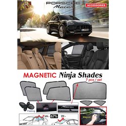 PORSCHE MACAN 2014 - 2019 NINJA SHADES UV Proof Custom Fit Car Door Window Magnetic Sun Shades (7pcs)