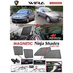 PROTON WIRA  1993 - 2009 NINJA SHADES UV Proof Custom Fit Car Door Window Magnetic Sun Shades (4pcs)