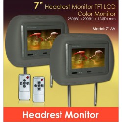 7" Digital HD Quality Grey Leather Headrest Monitor TFT Monitor Per Pair