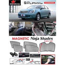 NISSAN SYPHY 2008 - 2014 NINJA SHADES UV Proof Custom Fit Car Door Window Magnetic Sun Shades (5pcs) 