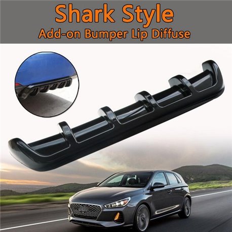 Universal Lower Rear Body Bumper Diffuser Shark Fin Kit PU Spoiler (Black)