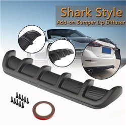 Universal Lower Rear Body Bumper Diffuser Shark Fin Kit PU Spoiler (Carbon)