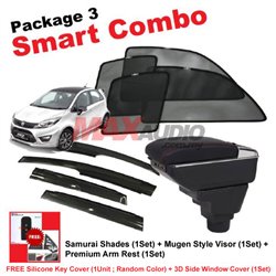 [Smart Combo] PROTON IRIZ (4pcs) SAMURAI SHADES + (1set) Premium Arm Rest + (1set) MUGEN Style Door Visor