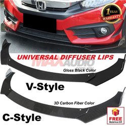 Universal (C-Style/V-Style) Front Bumper ABS Wrap Angle Wind Splitters Diffuser Lips Skirt Guard For All Vehicle Car
