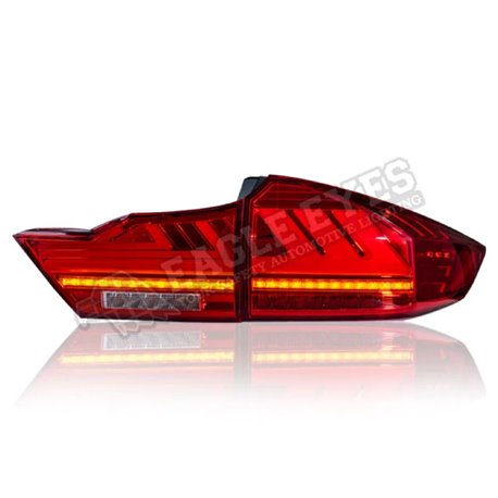 HONDA CITY GM6 2014-2020 (Lexus Style V2) Red Clear Lens LED Light Bar Tail Lamp with Sequential Signal (Pair) (TL-250-V2)