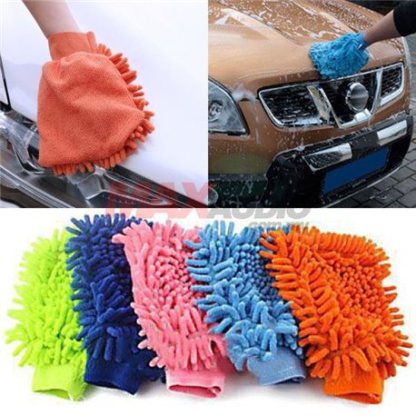 YQ Microfiber Super Mitt 2in1 Double Sided Car Wash Glove Cleaning Soft Cloth (Pair)