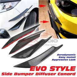 Universal Fitting for Most Cars Vehicles EVO Style Front Bumper Shark Fin Wind Splitter Diffuser Canard (4pcs/Set)