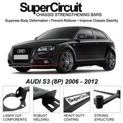 AUDI S3 (8P) 2006 - 2012 SUPER CIRCUIT Chassis Stablelizer Strengthening Racing Safety Strut Bars