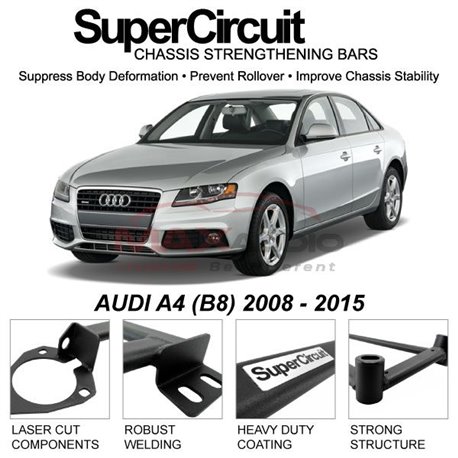 AUDI A4 (B8) 2008 - 2015 SUPER CIRCUIT Chassis Stablelizer Strengthening Racing Safety Strut Bars