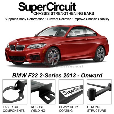 BMW F22 2-Series 2013 - Onward SUPER CIRCUIT Chassis Stablelizer Strengthening Racing Safety Strut Bars