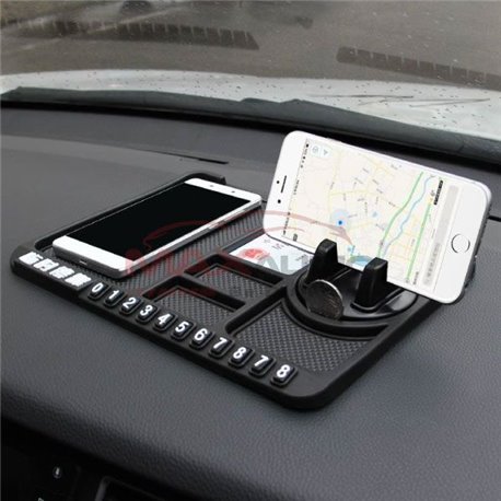Non-slip Silicone Multifunction Car Dashboard Sticky Mat Tray Pad with Phone Holder Stand and Temporary Parking Number Card