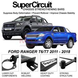 FORD RANGER T6/T7 2011 - 2018 SUPER CIRCUIT Chassis Stablelizer Strengthening Racing Safety Strut Bars