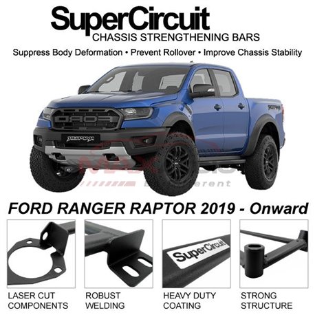 FORD RANGER RAPTOR 2.0 Bi-Turbo 2019 - Onward SUPER CIRCUIT Chassis Stablelizer Strengthening Racing Safety Strut Bars
