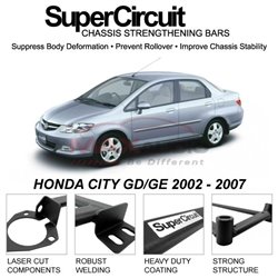 HONDA CITY GD/GE 2002 - 2007 SUPER CIRCUIT Chassis Stablelizer Strengthening Racing Safety Strut Bars