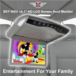 SKY NAVI 10.1" Inch HD 1080P TFT Screen Flip Down Multimedia Overhead Car Roof Ceiling Mount Monitor with Cabin Room Lamp