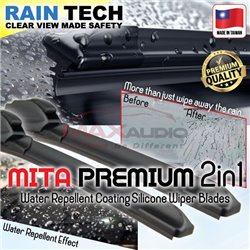 Original RAIN-TECH MITA PREMIUM 2in1 Water Repellent Coating Silicone Aerodynamic Clean Wipe Safety Wiper Blades