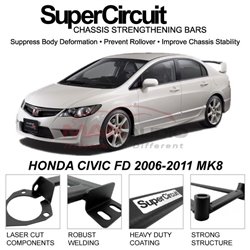 HONDA CIVIC FD 2006-2011 MK8 SUPER CIRCUIT Chassis Stablelizer Strengthening Racing Safety Strut Bars