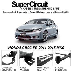 HONDA CIVIC FB 2011-2015 MK9 SUPER CIRCUIT Chassis Stablelizer Strengthening Racing Safety Strut Bars