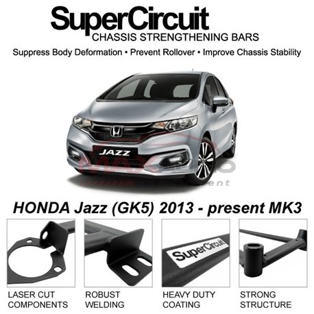 HONDA Jazz (GK5) 2013 - present MK3 SUPER CIRCUIT Chassis Stablelizer Strengthening Racing Safety Strut Bars  