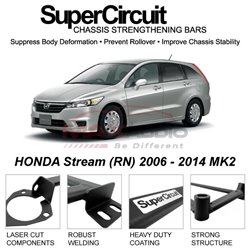 HONDA Stream (RN) 2006 - 2014 MK2 SUPER CIRCUIT Chassis Stablelizer Strengthening Racing Safety Strut Bars  