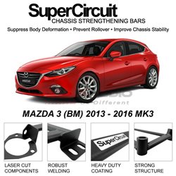 MAZDA 3 (BM) 2013 - 2016 MK3 SUPER CIRCUIT Chassis Stablelizer Strengthening Racing Safety Strut Bars