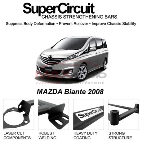 MAZDA Biante 2008 SUPER CIRCUIT Chassis Stablelizer Strengthening Racing Safety Strut Bars