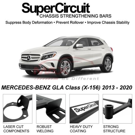 MERCEDES-BENZ GLA Class (X-156) 2013 - 2020 SUPER CIRCUIT Chassis Stablelizer Strengthening Racing Safety Strut Bars