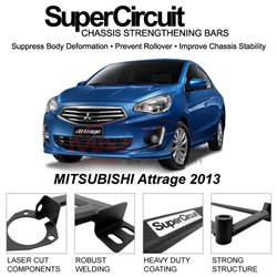 MITSUBISHI Attrage 2013 SUPER CIRCUIT Chassis Stablelizer Strengthening Racing Safety Strut Bars