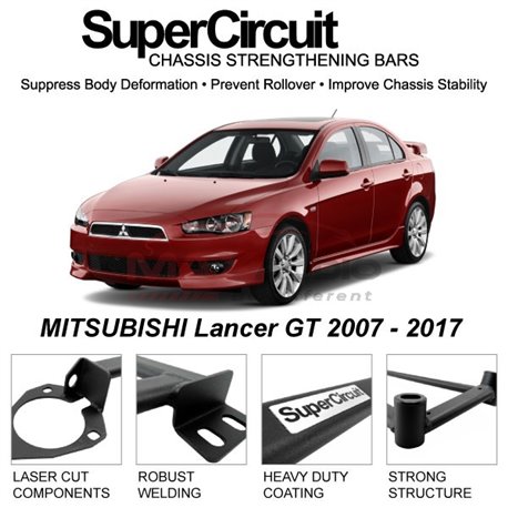 MITSUBISHI Lancer GT 2007 - 2017 SUPER CIRCUIT Chassis Stablelizer Strengthening Racing Safety Strut Bars 
